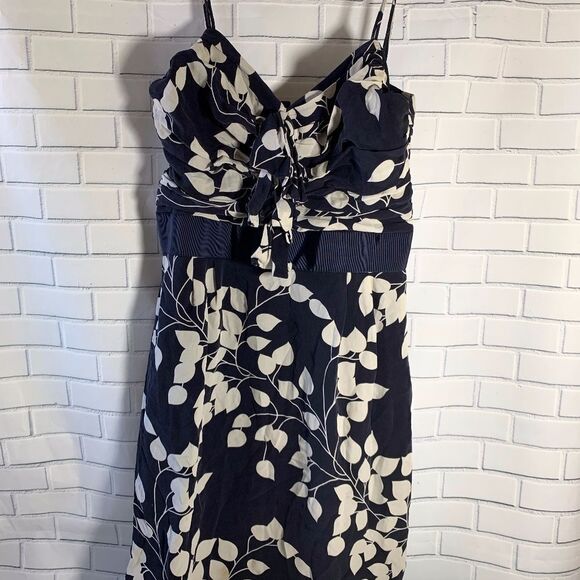 Tory Burch Navy Silk Floral Cocktail Dress Size 6 - Picture 1 of 3